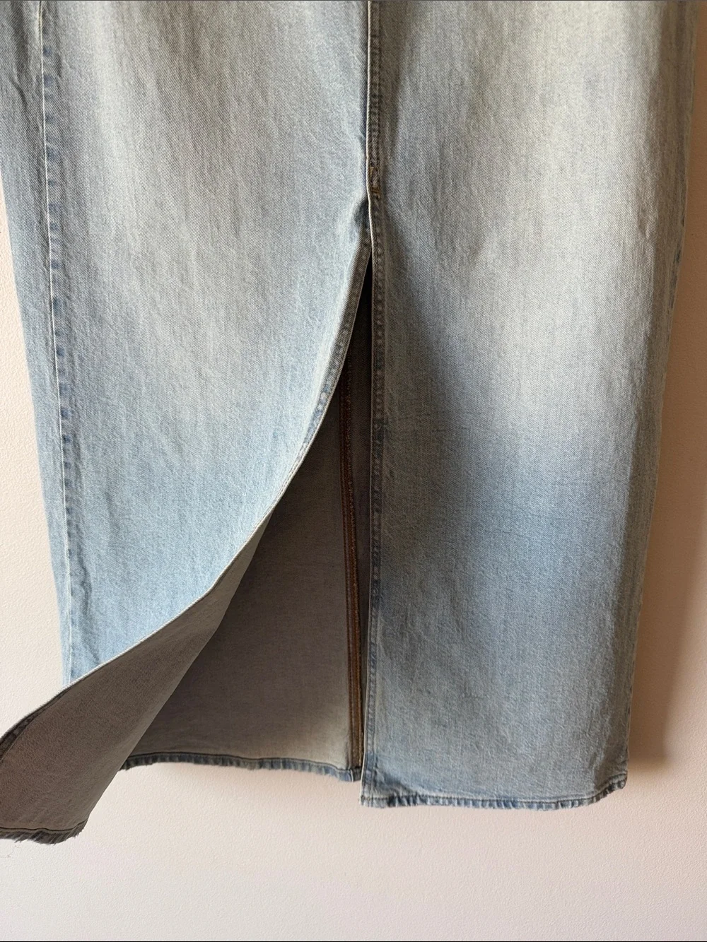 Universal Threads light wash Denim maxi Skirt with Front Slit
